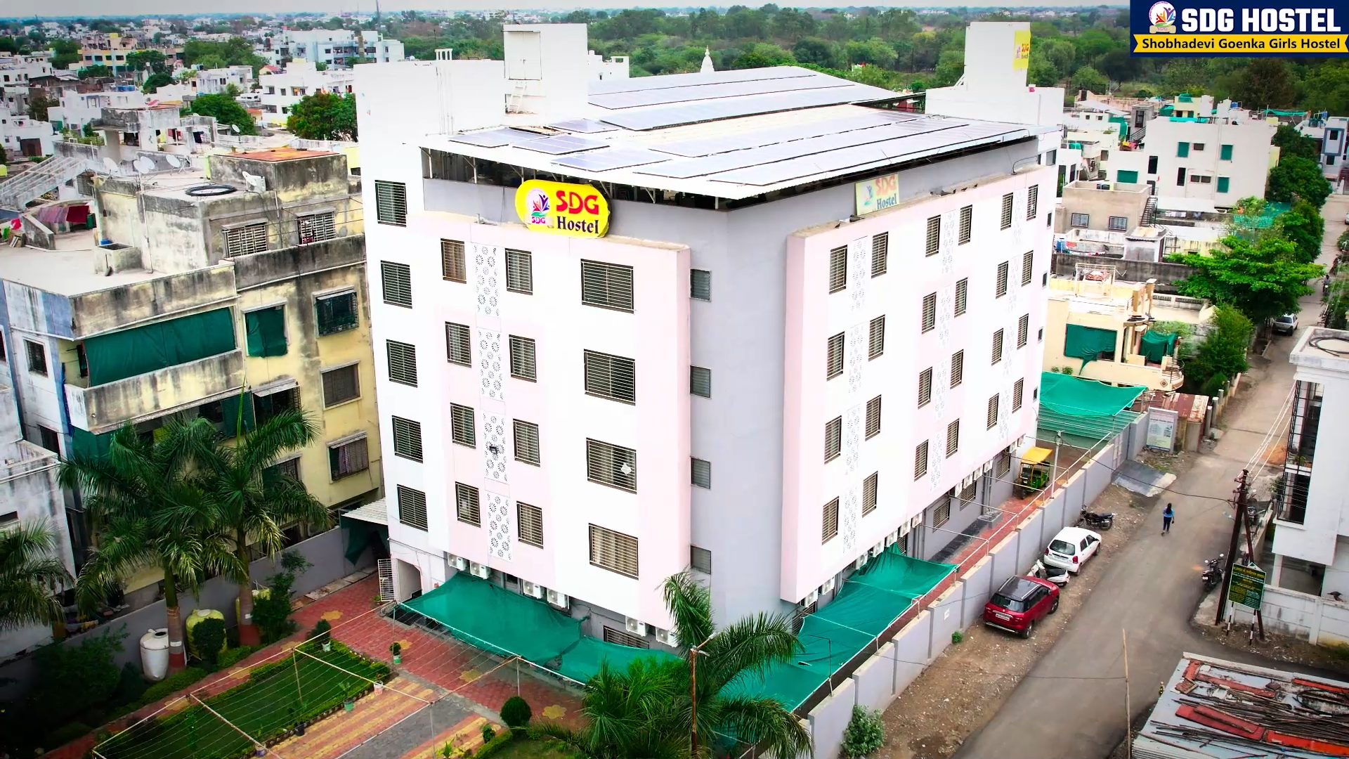 Exterior view of SDG Girls Hostel building in Akola