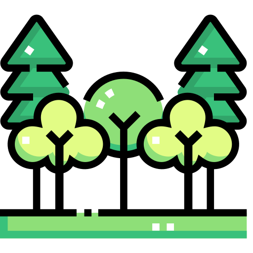 Illustration of garden trees and greenery for hostel students